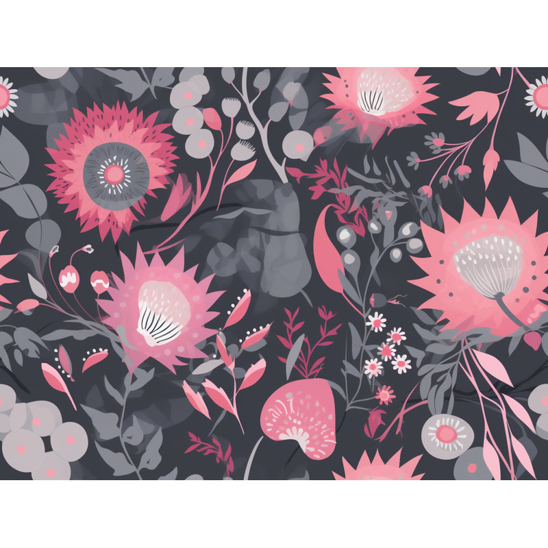 Machine Printed Comforter, Twin Extra Long Comforter, Gray/Pink Floral