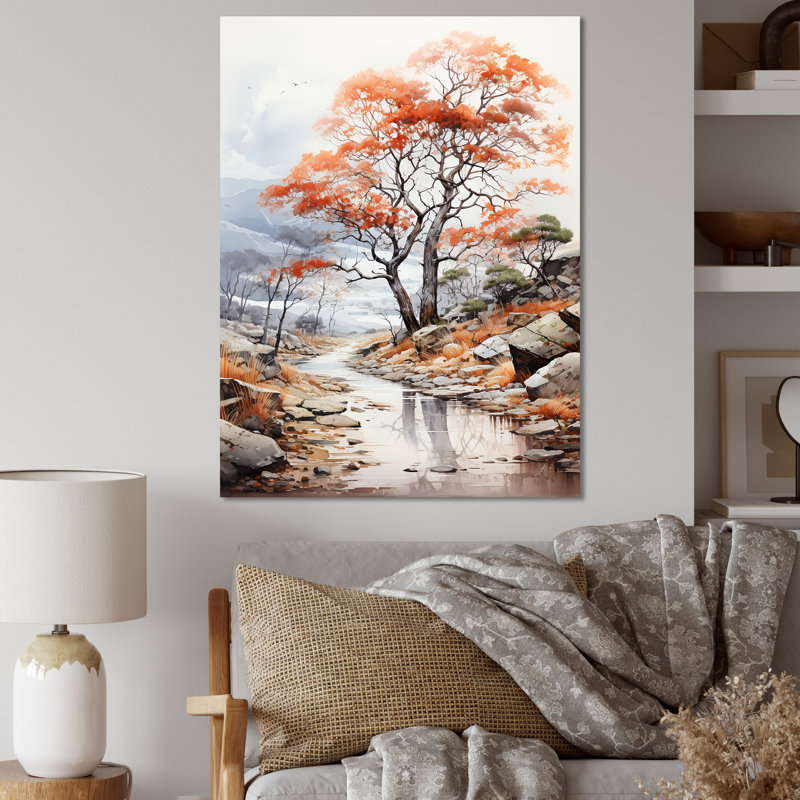 Impression abstraite d'un chêne mystique sur toile, Toile tendue, H 20 po x l 12 po