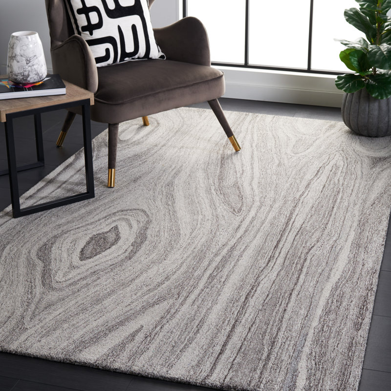 Chineme Hand Tufted Wool Abstract Rug, Rectangle 4' x 6'
