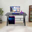 Bureau d'ordinateur ergonomique incurvé de 47,24 po avec bureau en K gris foncé moderne avec pieds en forme de K