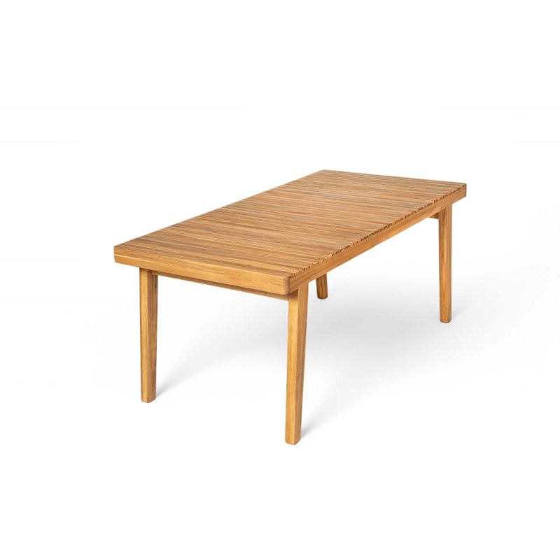 69" Acacia Wood Outdoor Dining Table with Slatted Top, 300 lbs Weight Capacity, Natural