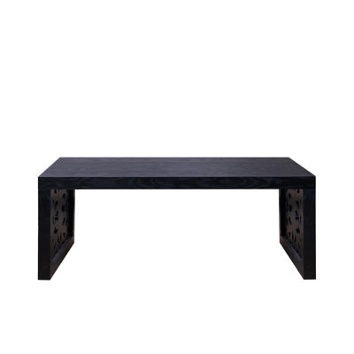 47.2" Solid Carved Wood Coffee Table – Handcrafted Look With Ornate Side Panels