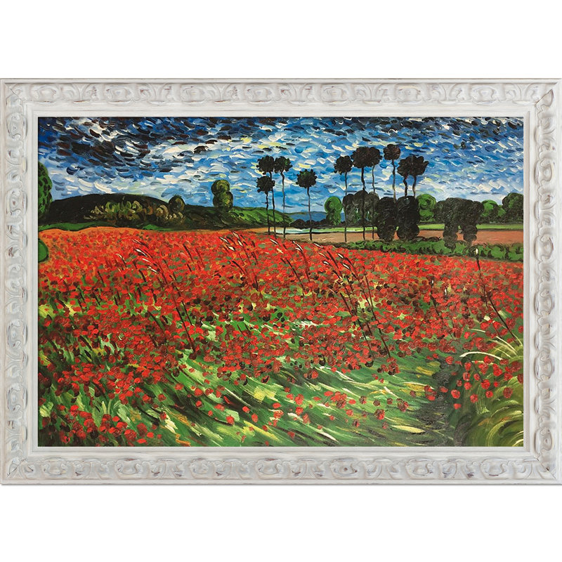 « field of pops » par vincent van gogh, peinture encadrée, H 29 po x l 41 po x P 2 po, Maison de campagne antique Brimfield