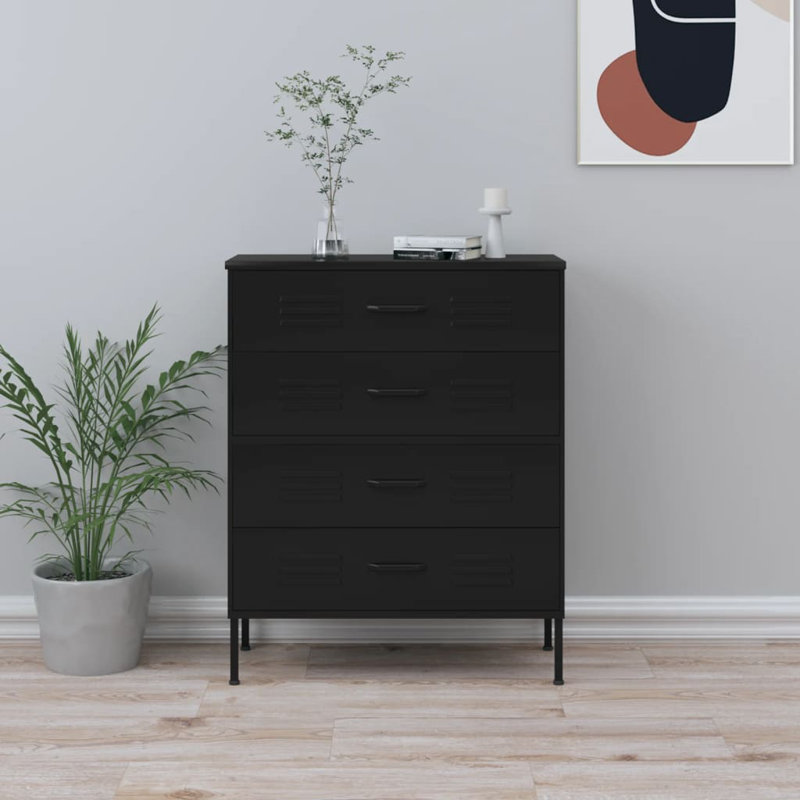 Robinne 80cm W 4 - Drawer Chest of Drawers, Black