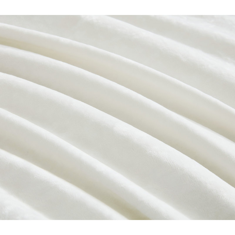 Lux Distressed Velvet Reversible Comforter Set, Queen Comforter + 2 Standard Shams, Cream White