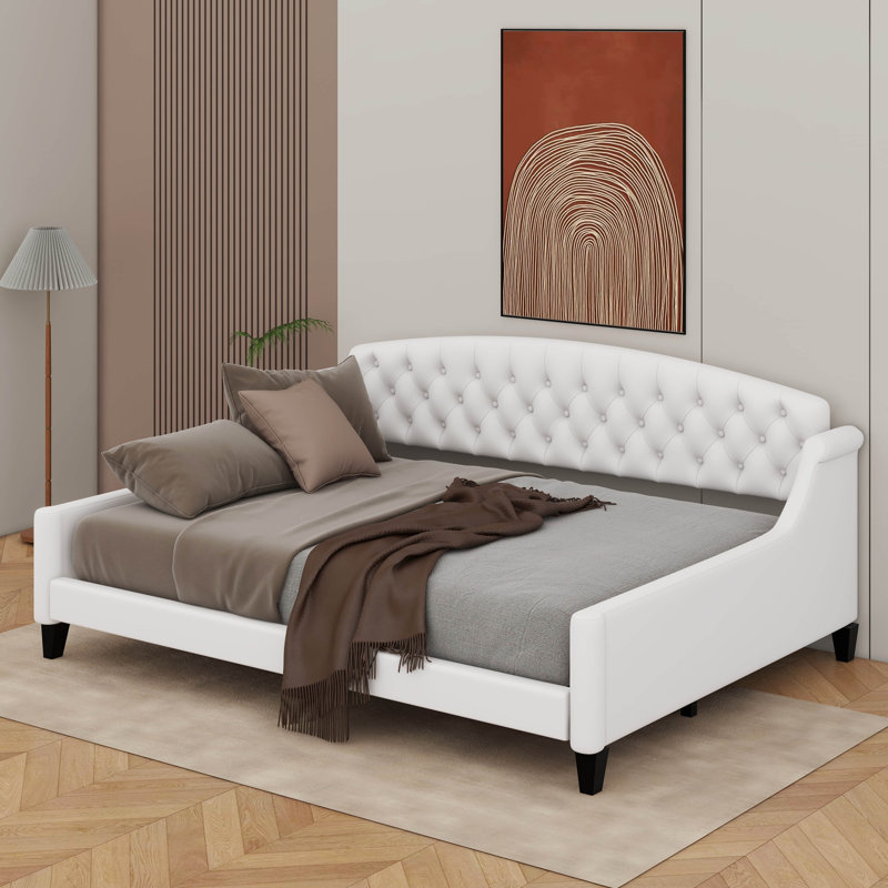 Full Size Modern Luxury Tufted Button Daybed, Beige