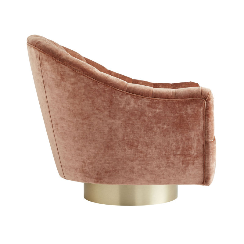 Springsteen Swivel Barrel Chair, Dusty Rose Velvet