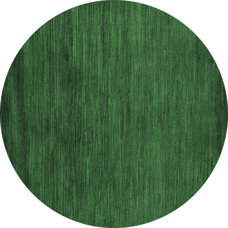 Tapis vert foncé en laine et polyester tissé à la machine Ernesta, Rond 3 pi