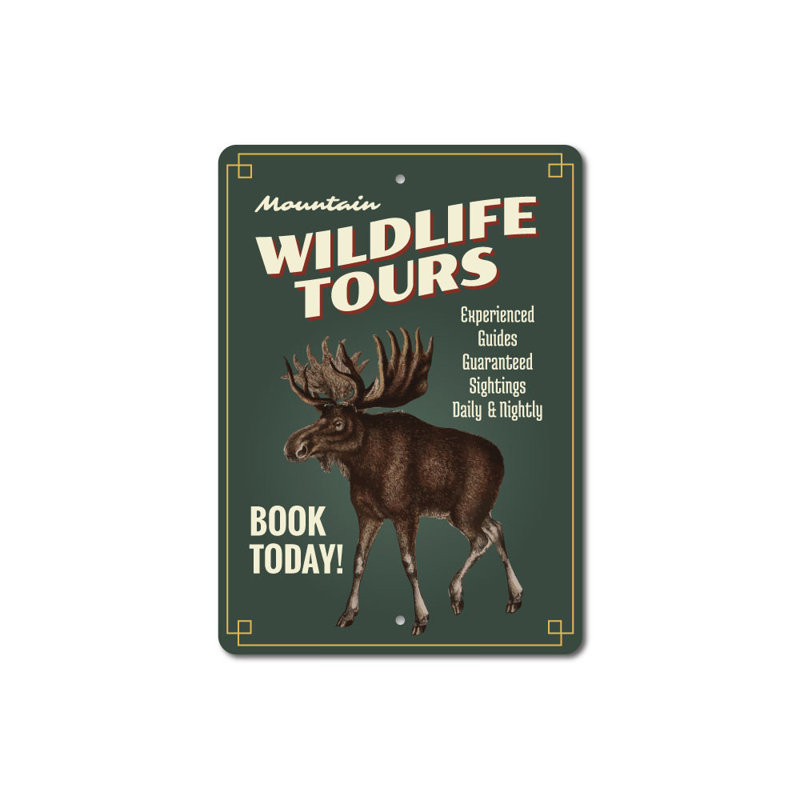 Panneau en aluminium Wildlife Tours, H 14 po x l 10 po x P 0,04 po
