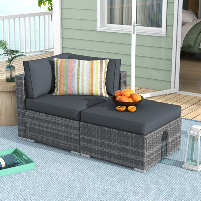 Wicker Outdoor Lounge Chair with Ottoman