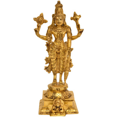 Statue de lord Vishnu debout sur un piédestal Garuda