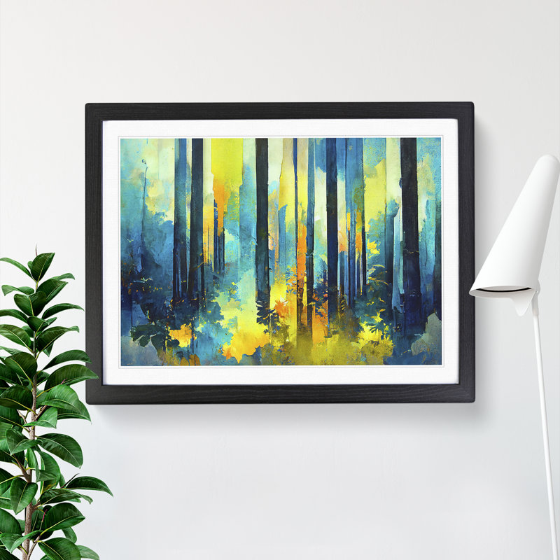 Ice Cool Abstract Forest Vol.4 - Single Picture Frame Print, Black, 34cm H x 46cm W x 2cm D