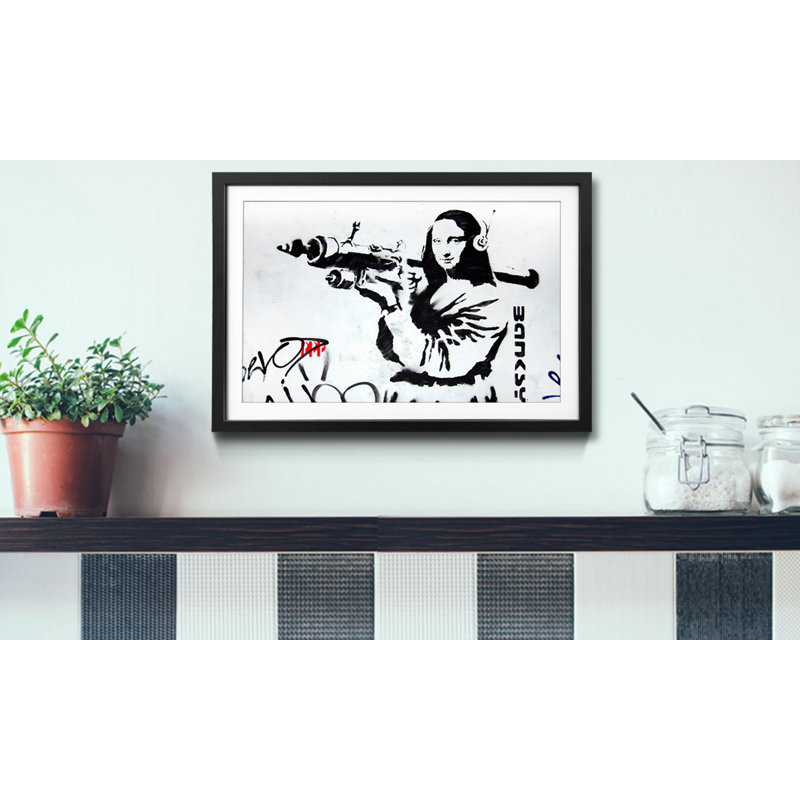 Streetart No.1 by Banksy - Single Picture Frame Print, 64cm H x 84cm W x 2.2cm D