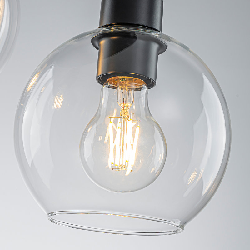 Plafonnier semi-encastré 3 lumières avec verre Globes, Noir mat