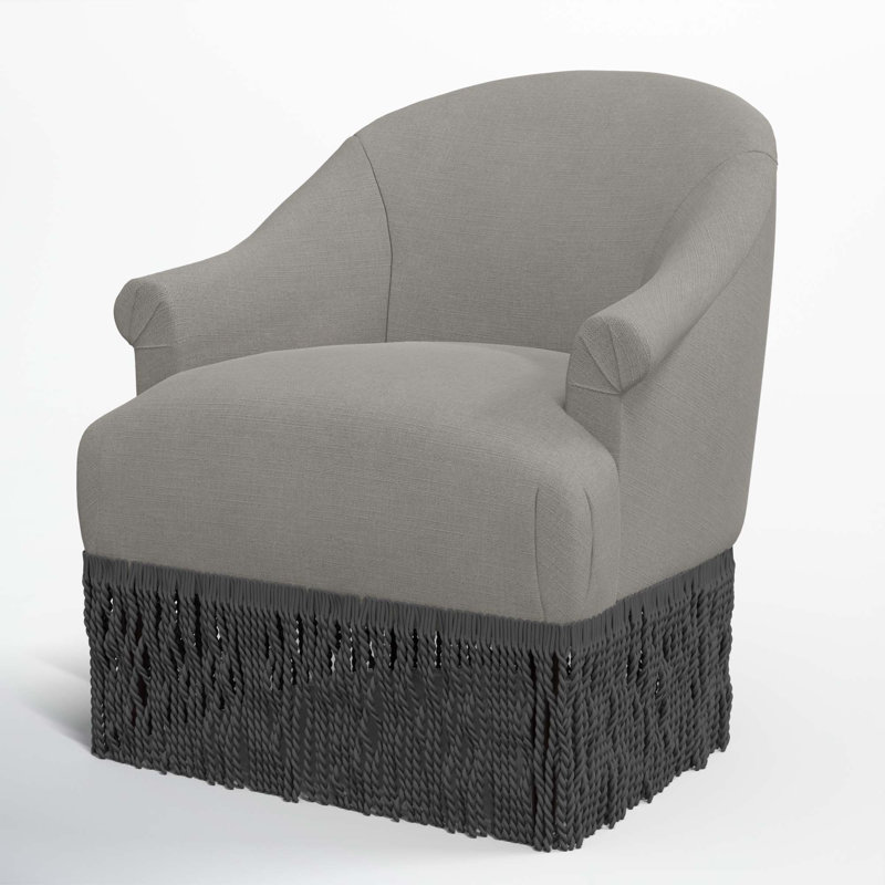 Fauteuil à oreilles Callie, Noir, Lin classique gris