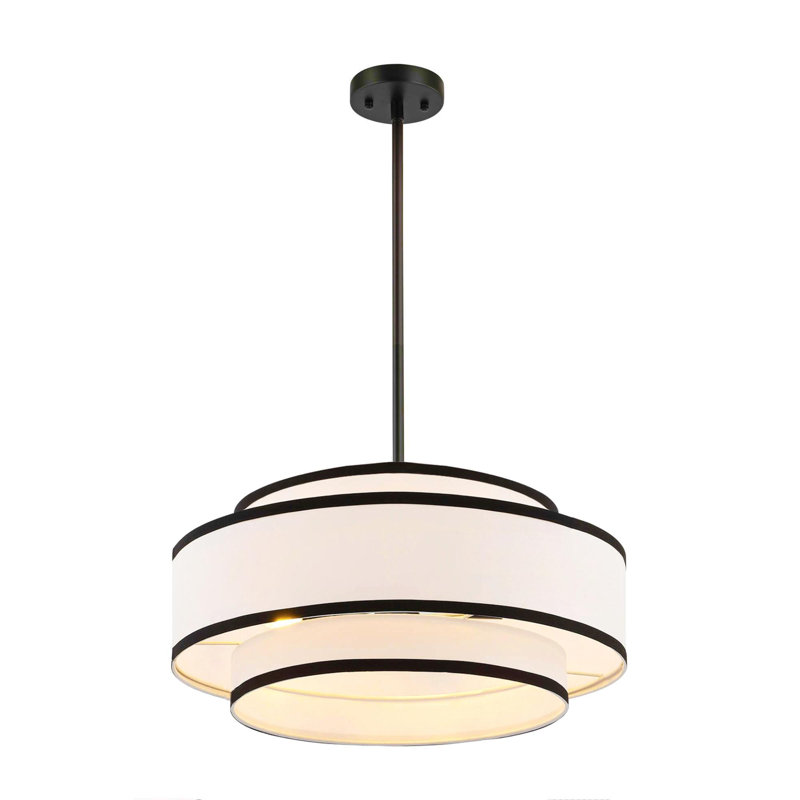 Aasim 18" Modern 4-Light Dimmable Drum Chandelier, Black