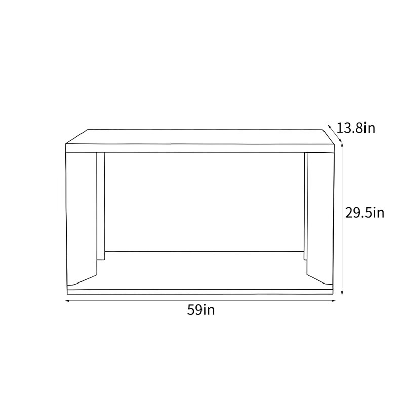 Console rétro simple, H 29,50 po x l 59 po x P 13,80 po