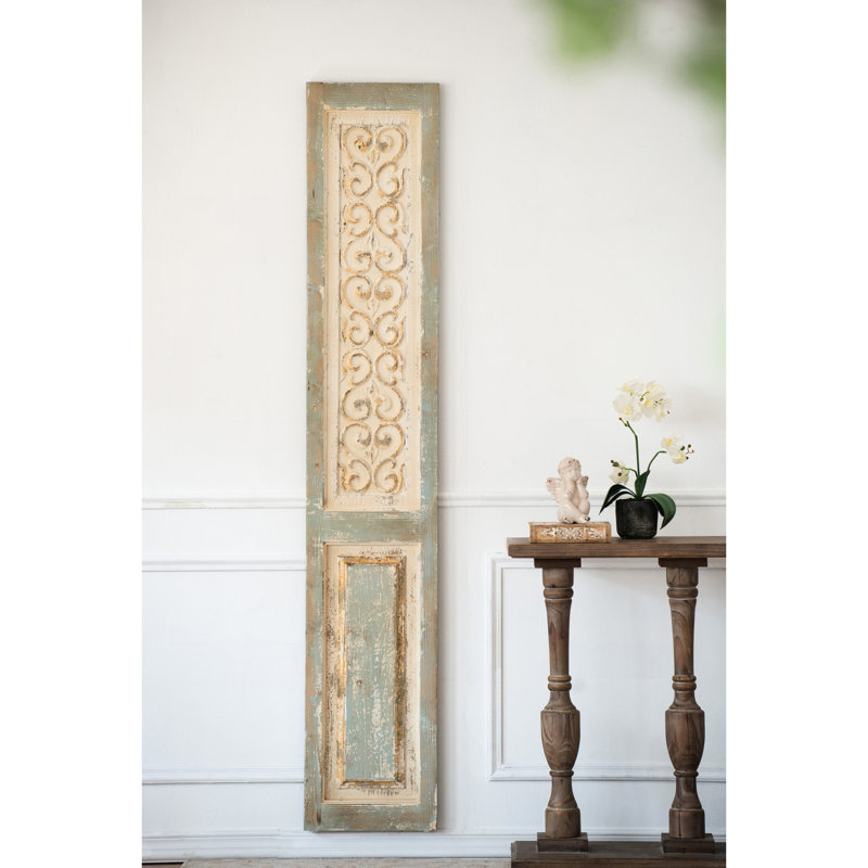 Grand panneau suspendu en bois 14 po x 78,5 po - Décoration murale blanche délavée et pièce bleue 14,1 x 1