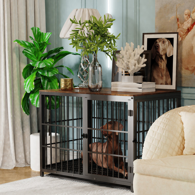 Chamiya Furniture Style Crate with 3 Doors, Black, Extra Large (31.8" H x 42.3" W x 28.1"D)