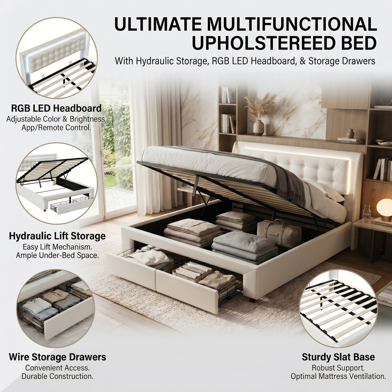Velvet Hybrid Storage Beds Bed