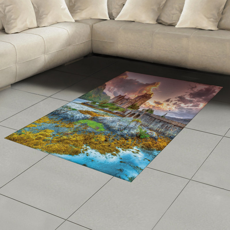 Tapis décoratif long en fibres de polyester haute densité Scenery, Rectangle— 4 pi x 5 pi 8 po