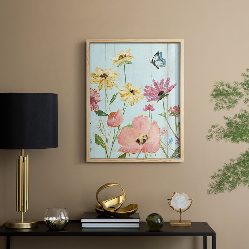 «Wildflower Flutter II», reproduction encadrée - bois massif, Naturel, H 30 po x l 24 po