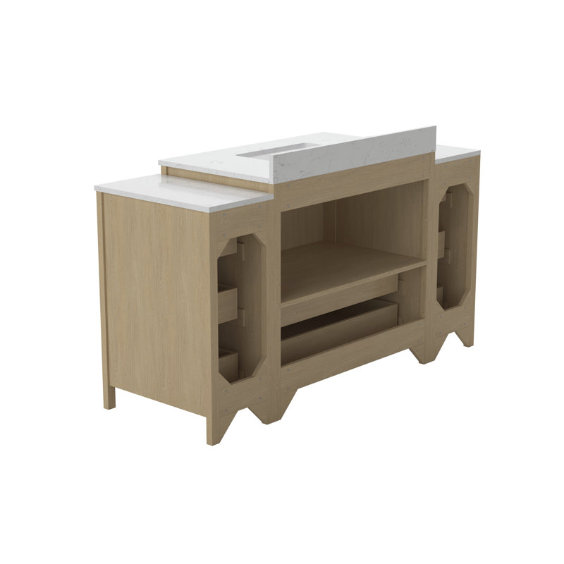 Armoire de meuble-lavabo sur pied simple de 60 po, comptoir blanc, installation combinable de 60 po, mécanisme de tiroir à fermeture en douceur, assemblage simple, meuble-lavabo moderne minimaliste,