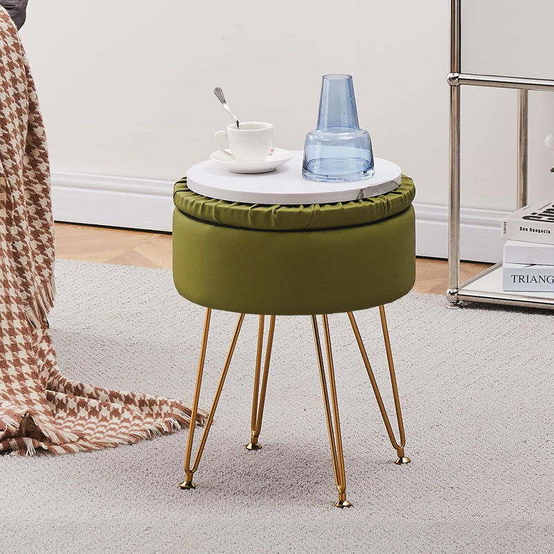 Tabouret de coiffeuse avec rangement, Vert