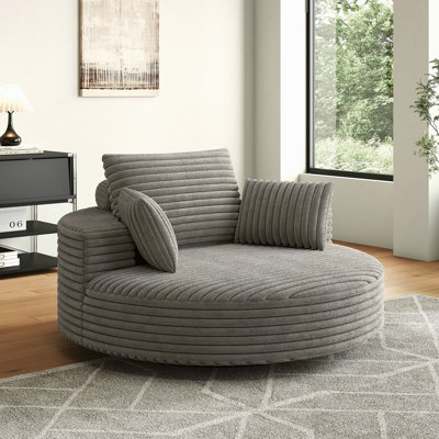 Chaise pivotante simple en mousse de velours côtelé de 55 po L, canapé moderne moelleux, chaise pivotante à 360 degrés pour le salon, la chambre à coucher, le salon et la salle de projection