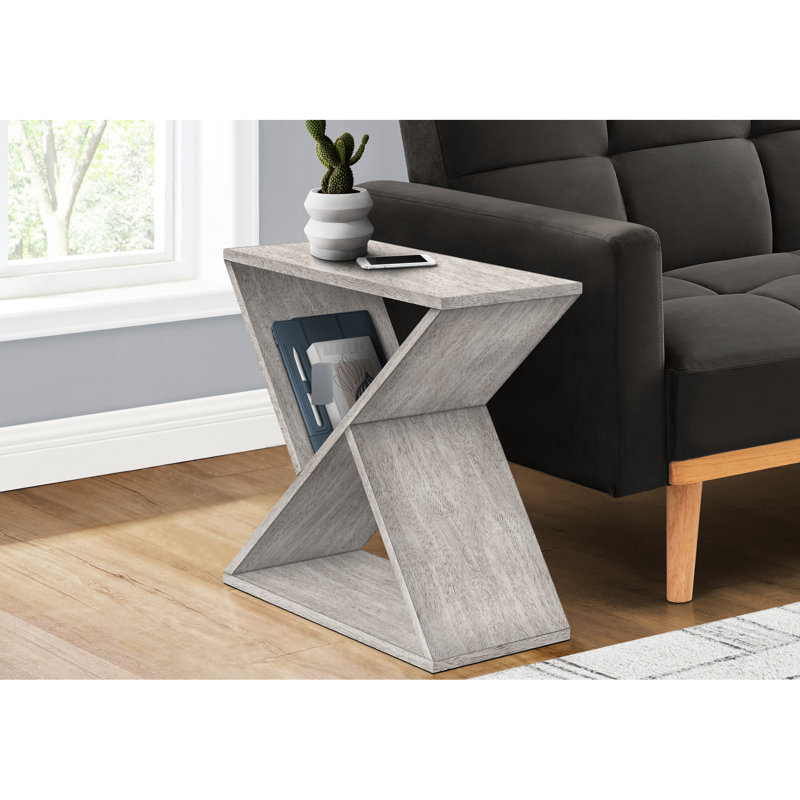 Table d'appoint de salon en placage gris, style peu encombrant avec touche moderne