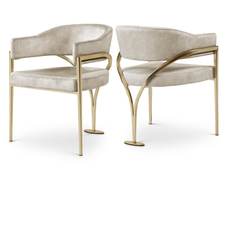 Chaise en velours Kirsi, Doré, Velours pierre
