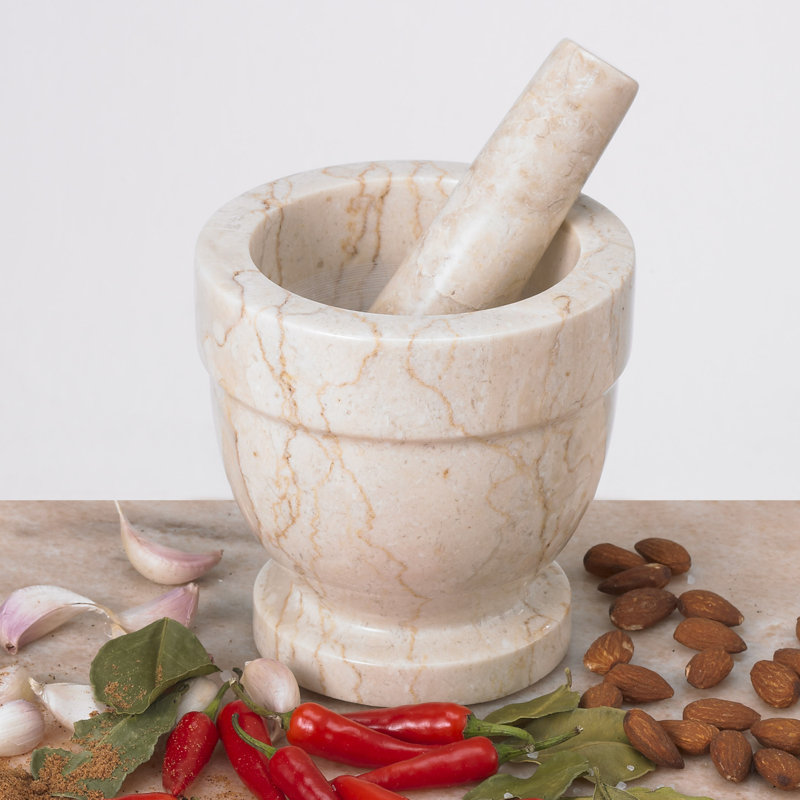Marble Mortar And Pestle Set, 4.75" H x 4.75" W x 4.75" D