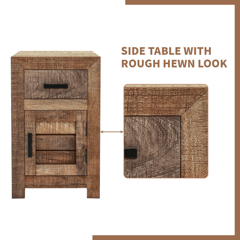 Table d'appoint avec rangement en bois de manguier naturel et rustique Daliylah