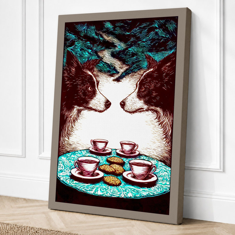 Bears At The Feast Boho - Print, 24x16 - 61.0 x 40.6 cm, Taupe Border