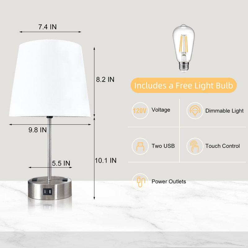 Lampe de table en métal USB