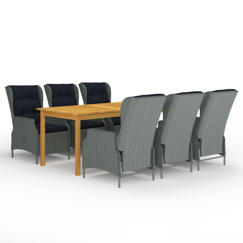 Ensemble repas 6 personnes avec coussins Bobot, Gris, l 35,4 po x L 78,7 po x H 29,1 po