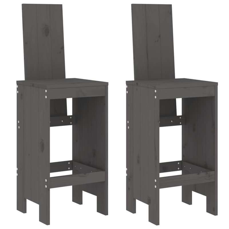 Morrigun Solid Wood Counter Stool, Grey