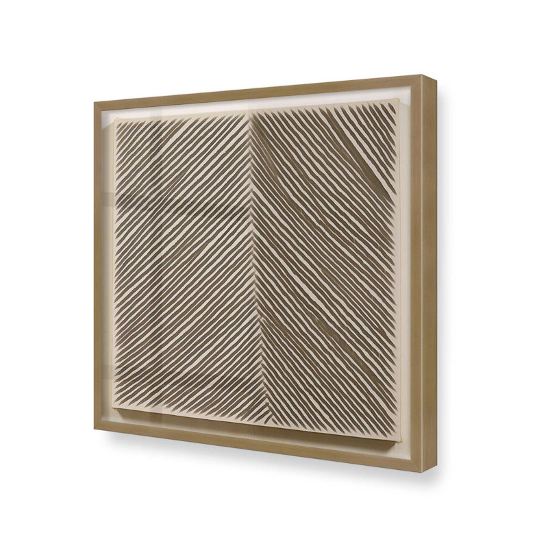 Illusion linéaire moderne IV, H 17,75 po x l 17,75 po, Cadre simple brossé doré