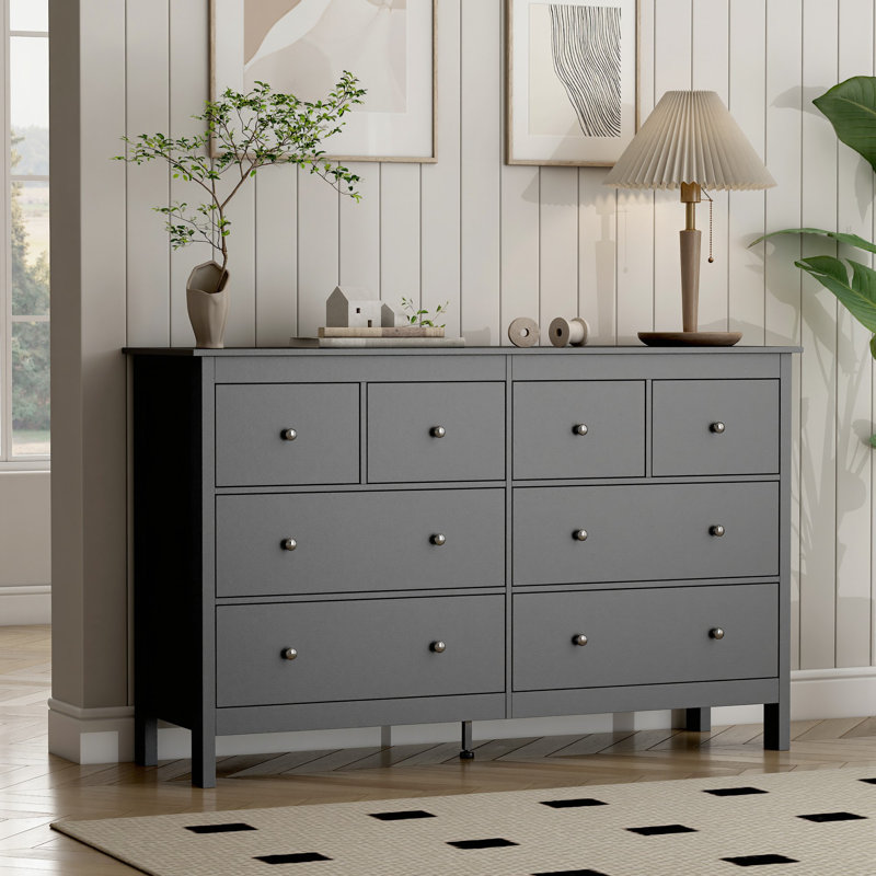 Aaditri 50.4" W 8 - Drawer Double Dresser, Black