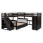 Lit superposé simple au-dessus d'un lit double en L avec bureau, garde-robe et 3 tiroirs - Mobilier pour enfants peu encombrant, espresso-468040875