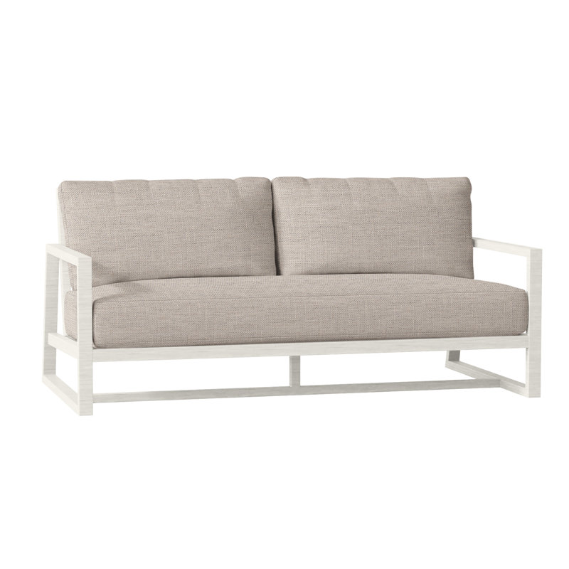 Avondale Aluminum Loveseat - Chalk, Dove Sunbrella® Linen, Welt + Standard Fill, Chalk