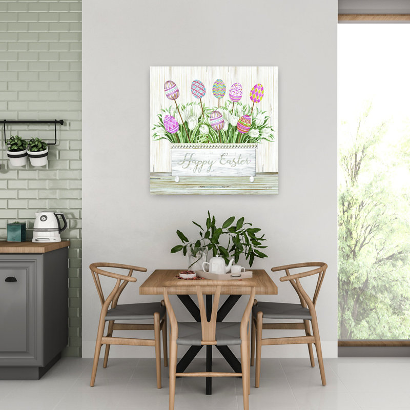 Boîte de Pâques contemporaine avec œufs de Pâques, H 32 po x l 32 po