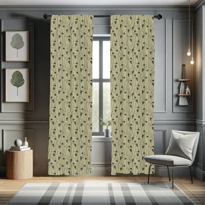 Vine Floral Semi-Sheer Rod Pocket Sliding Panel