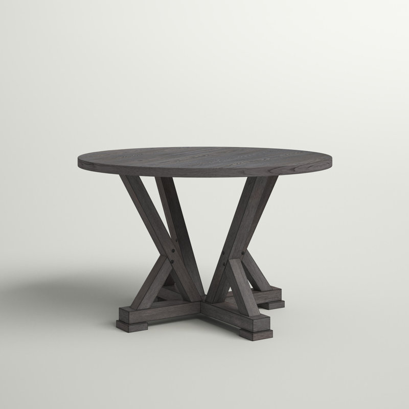 Transitional Harbor Gray Round Wood Dining Table, Seats 4