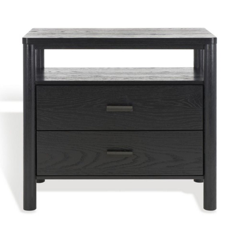 Table de chevet en bois manufacturé, Noir