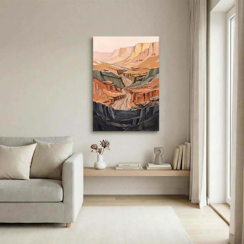 «Layered Canyon River Valley», reproduction d'art sur toile, 30"H x 20"W