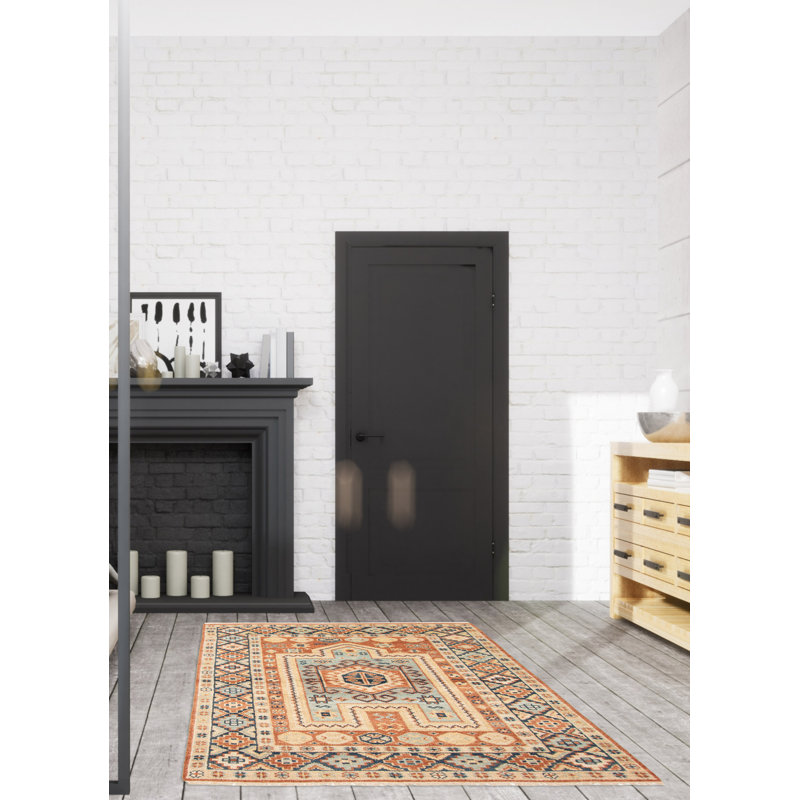 Tapis bleu unique 5 pi 4 po x 7 pi 10 po Jules Serapi