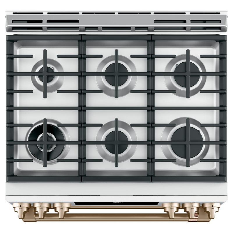 Café 30" 7 cu. ft. Smart Slide-in Dual Fuel Range with Griddle, Matte White