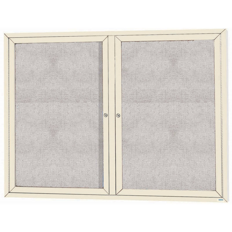 Outdoor Wall Mounted Bulletin Board, Ivory, Two, 48" H x 60" W