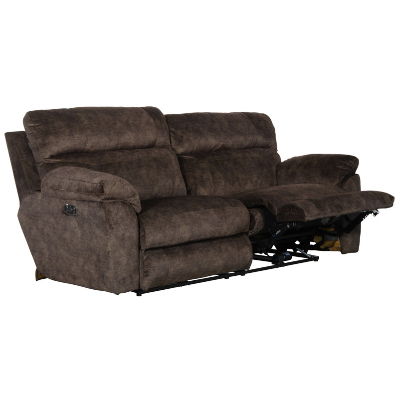 Canapé inclinable électrique à accoudoirs coussinés de 91 po Ameja, Oui, Polyester brun